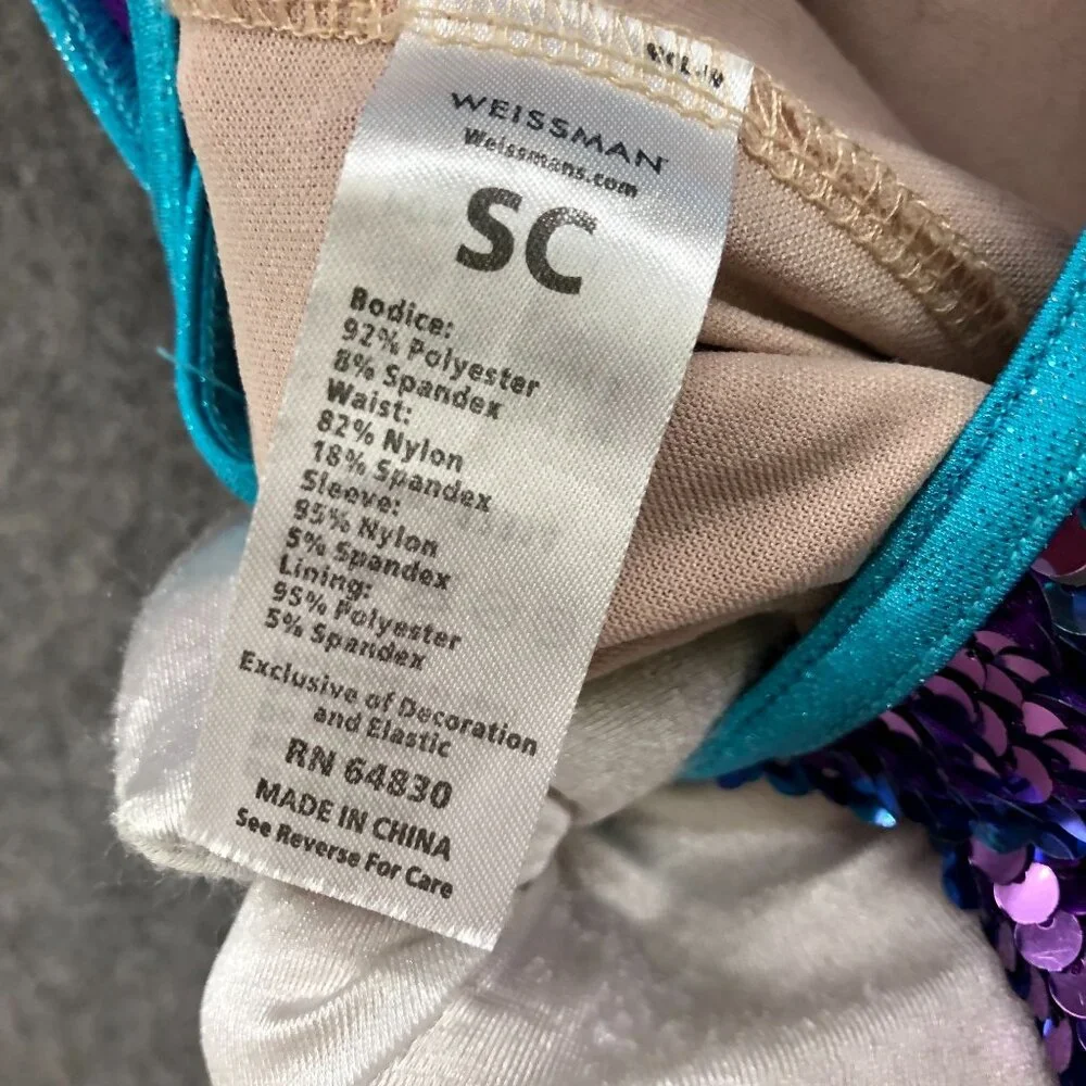Weissman‎ Lights Ultra Sparkle Biketard Unitard Child SC (6) Girls Costume Dance